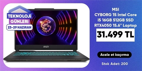 MSI CYBORG 15 Intel Core i5 16GB 512GB SSD RTX4050 15.6" Laptop