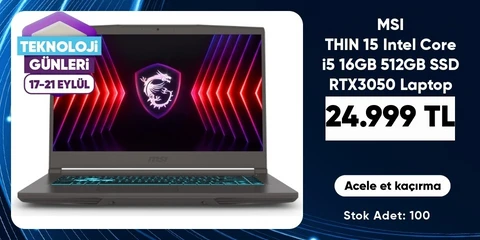 MSI THIN 15 Intel Core i5 16GB 512GB SSD RTX3050 Laptop