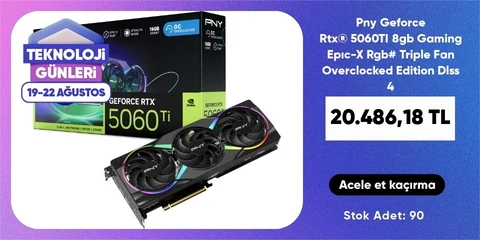 Pny Geforce Rtx® 5060TI 8gb Gaming Epıc-X Rgb# Triple Fan Overclocked Edition Dlss 4