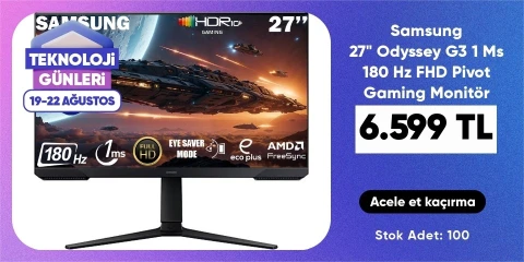 Samsung 27" Odyssey G3 1 Ms 180 Hz FHD Pivot Gaming Monitör