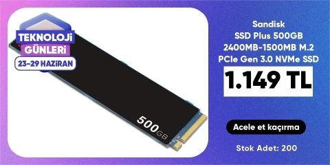 Sandisk SSD Plus 500GB 2400MB-1500MB M.2 PCIe Gen 3.0 NVMe SSD