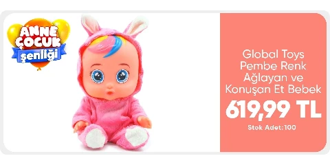 Global Toys Pembe Renk Ağlayan ve Konuşan Et Bebek