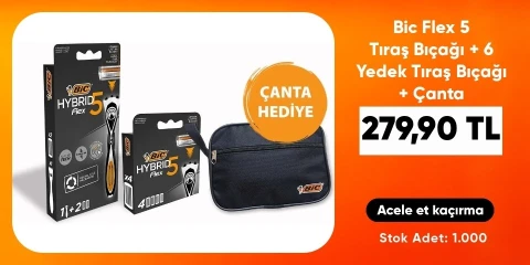  Bic Flex 5 Tıraş Bıçağı + 6 Yedek Tıraş Bıçağı + Çanta 279,90 TL