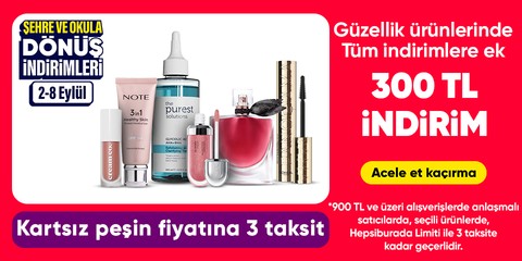 Güzellik ürünlerinde Tüm indirimlere ek 300 TL İNDİRİM