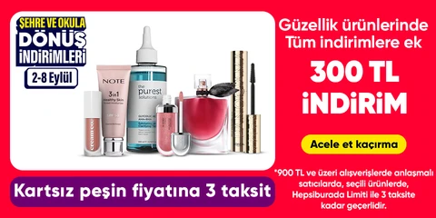 Güzellik ürünlerinde Tüm indirimlere ek 300 TL İNDİRİM