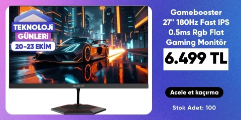 Gamebooster GB-27F180QF 27" 180Hz Fast IPS 0.5ms Mprt 2k Qhd 2xhdmı+2xdp Rgb Flat Gaming Monitör