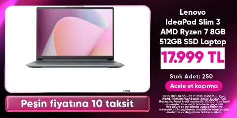 Lenovo IdeaPad Slim 3 AMD Ryzen 7 8GB 512GB SSD Laptop