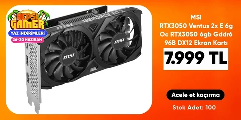 Msı RTX3050 Ventus 2x E 6g Oc RTX3050 6gb Gddr6 96B DX12 Ekran Kartı