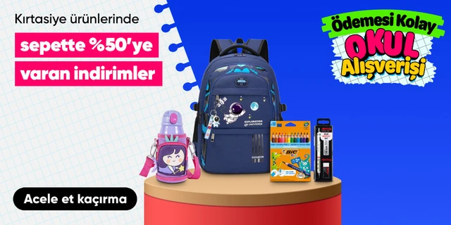 Kırtasiye ürünlerinde  sepette %50'ye varan indirimler