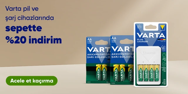 Varta pillerde ve şarj cihazlarında Sepette %20 İndirim