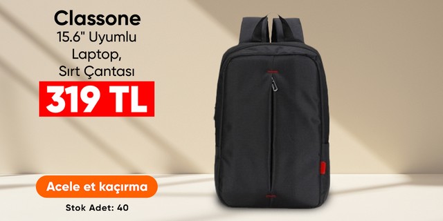 Classone 15.6" Uyumlu Laptop,Notebook Sırt Çantası