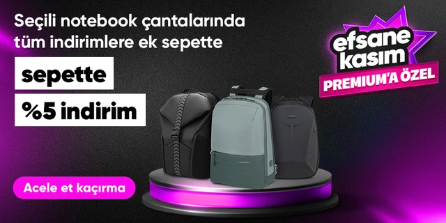 Seçili Notebook Çantalarında Tüm İndirimlere Ek Premiumlulara Sepette Ek %5 İndirim