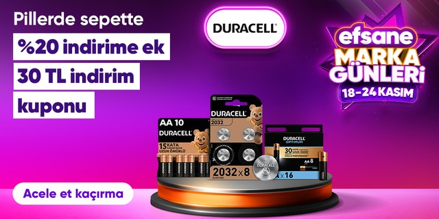 Duracell Sepette %20 indirim + 30 TL Kupon