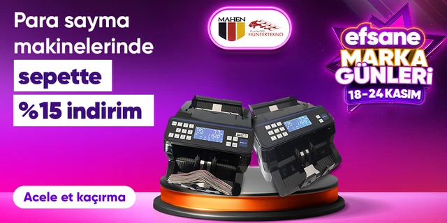 Mahen&Huntertec Marka Para Sayma Makinelerinde Sepette %15 İndirim