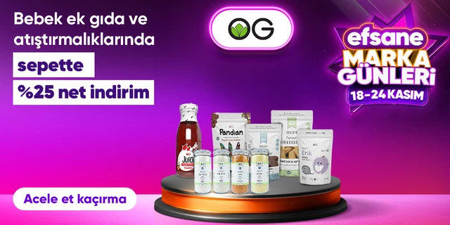 OG natural Bebek Ek Gıda ve Atıştırmalıklarında Sepette Net %25 İndirim