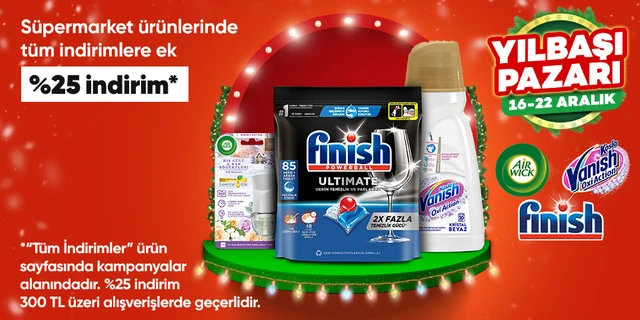 Finish,Air Wick,Vanish Ürünlerinde Premium Özel tüm indirimlere ek %25 İndirim