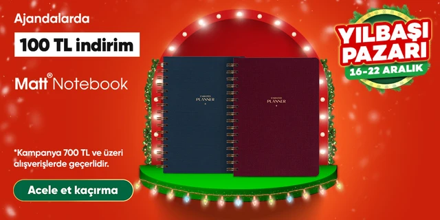 Matt Notebook Ajandalarda 700 TL Üzerine 100 TL İndirim!