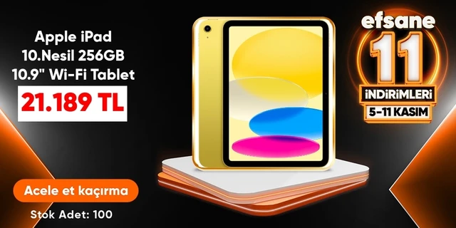 Apple iPad 10.Nesil 256GB 10.9" Wi-Fi Tablet - MPQA3TU/A Sarı