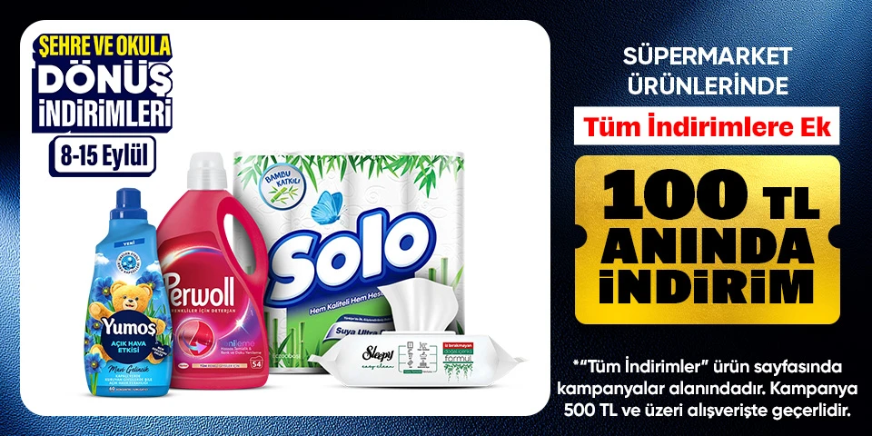 Süpermarket ürünlerinde 500tlye 100tl indirim