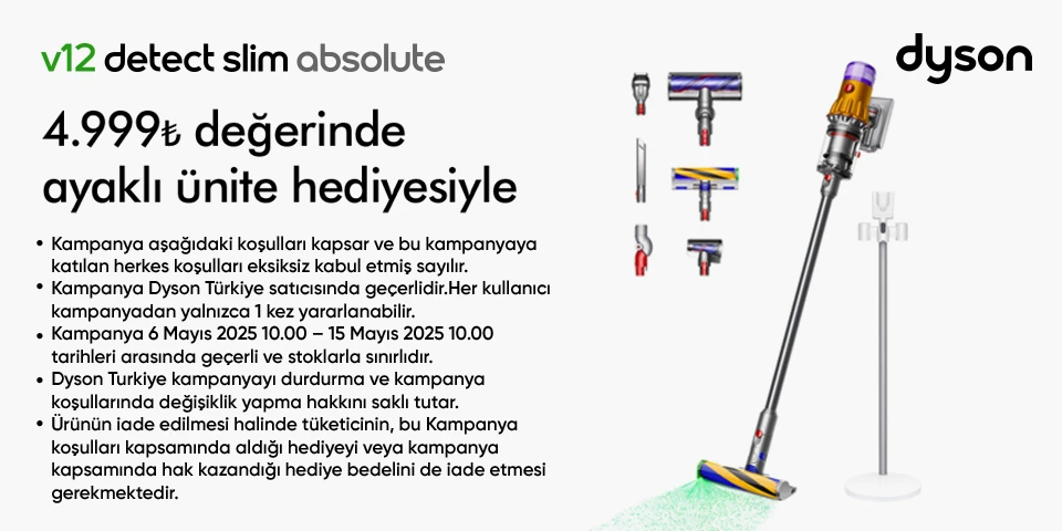 Dyson V12 Detect Slim Kablosuz Süpürge Alana Ayaklı Ünite Hediye