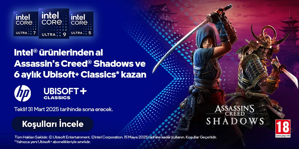 Intel® ürünlerinden al Assassin's Creed® Shadows ve 6 aylık Ubisoft+ Classics kazan