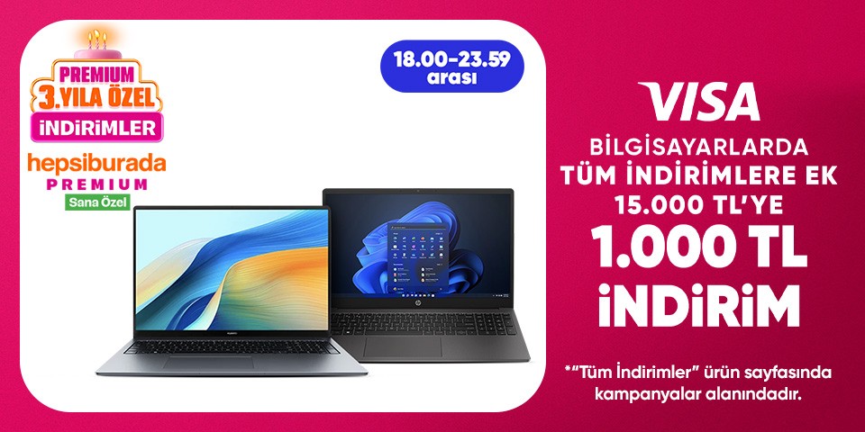 15.000 TL'ye 1000 TL İndirim