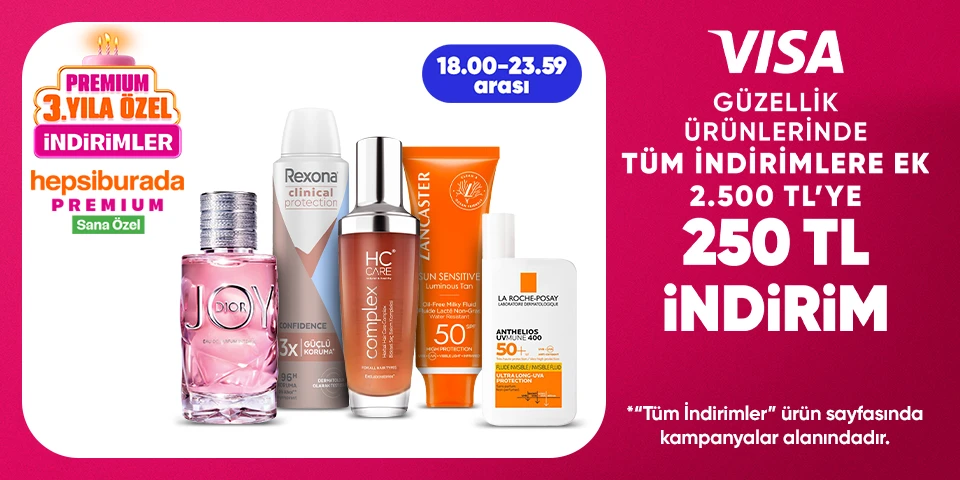 Güzellik ürünlerinde tüm indirimlere ek 2.500 TL'ye 250 TL indirim