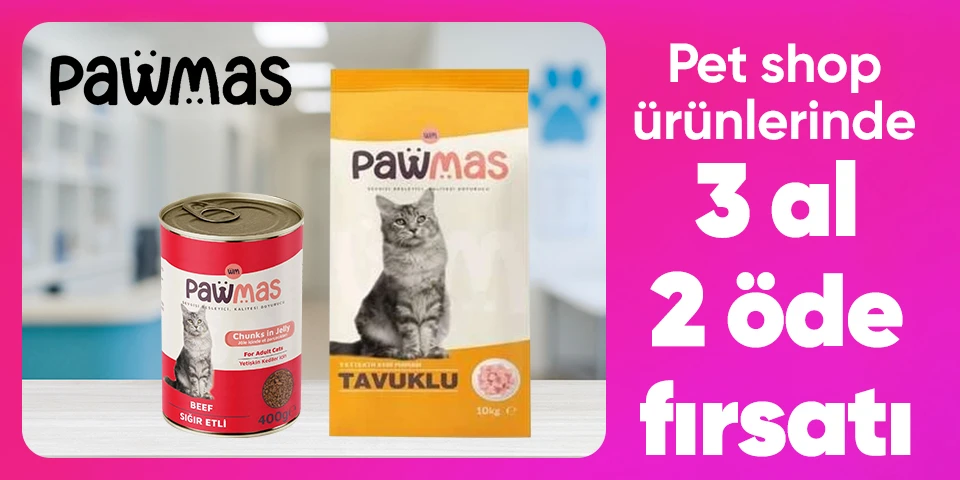 Pet shop ürünlerinde  3 al 2 öde fırsatı