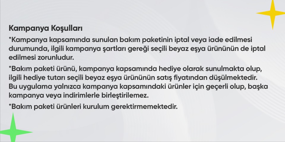 Seçili klima alımında  sepette 1 Yıl Bakım Paketi hediye