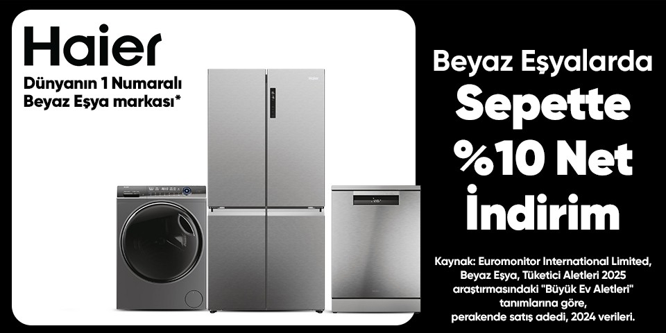 Haier Beyaz Eşyalarda Sepette %10 Net İndirim