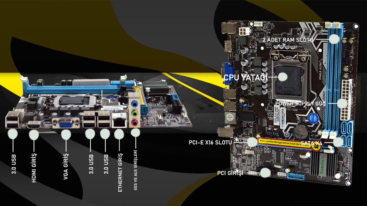 Esonic H55-KEL Intel HM55 1333 Mhz Ddr3 Soket 1156 Mini Itx Fiyatı