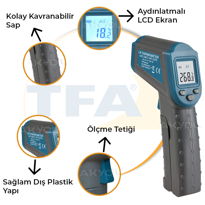 ergonomik kızılötesi sıcaklık ölçer