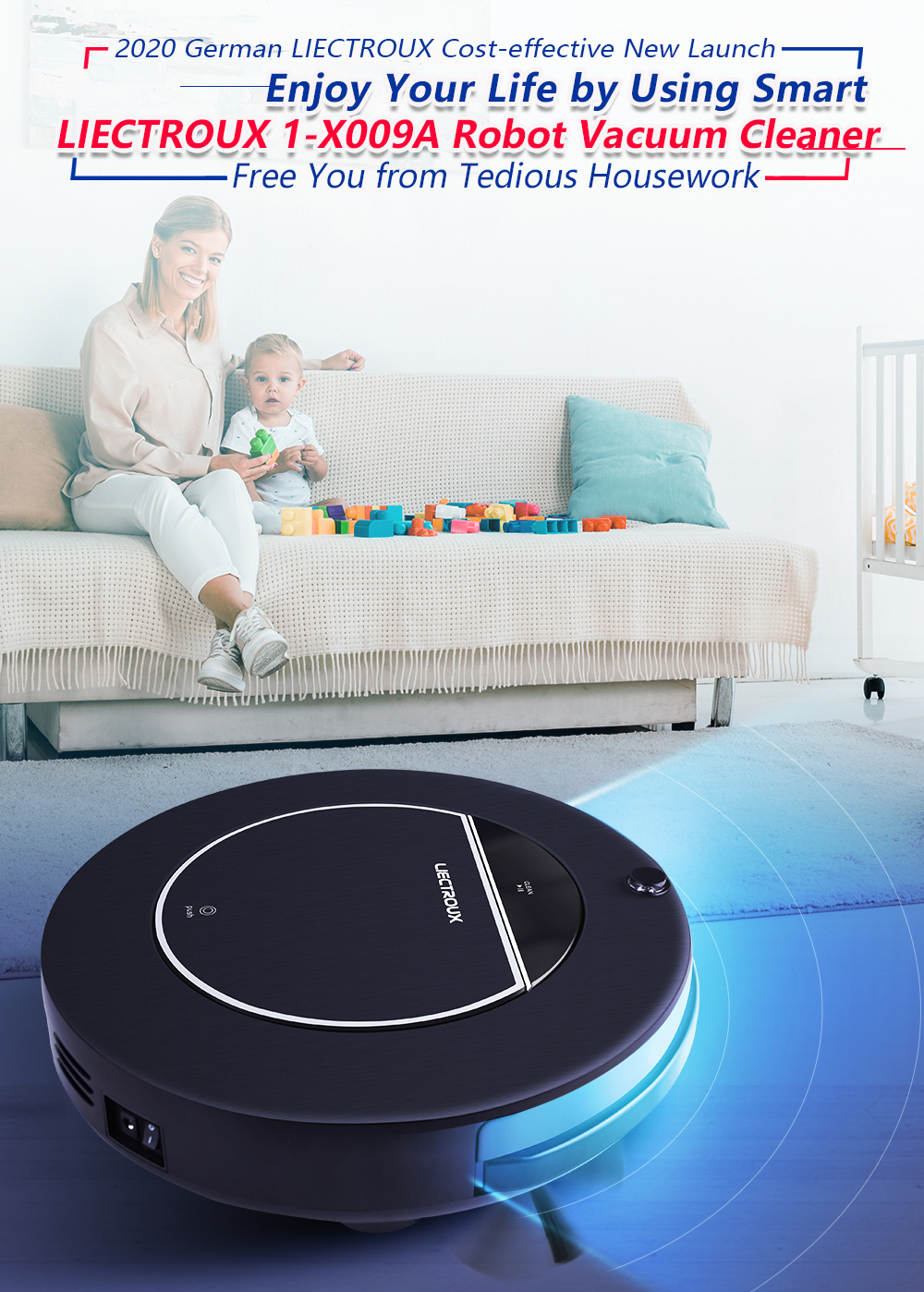 Liectroux 1-X009A Cheapest Robot Vacuum Cleaner with Water Tank