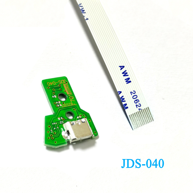 Replacement JDS-040 Charging Port Socket Charger Board with 12 PIN Flex Cable for PS4 Controller Repair Parts