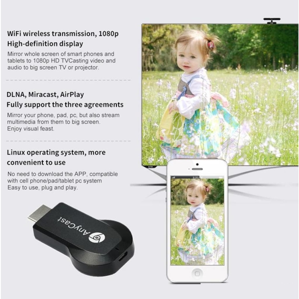  Anycast M4 Plus Hdmi Tv Kablosuz Görüntü Ses Aktarıcı Display