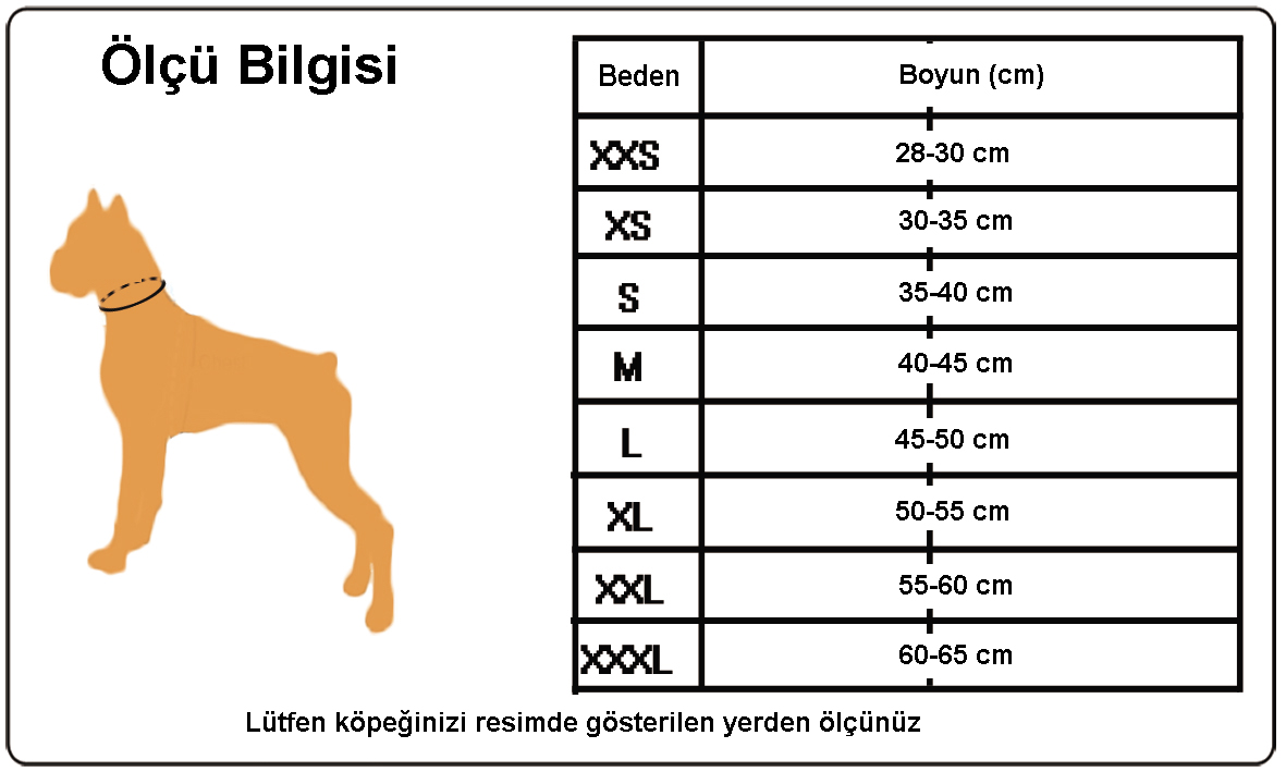 True Love Yumuşak Boyun Tasması Ölçü Bilgisi