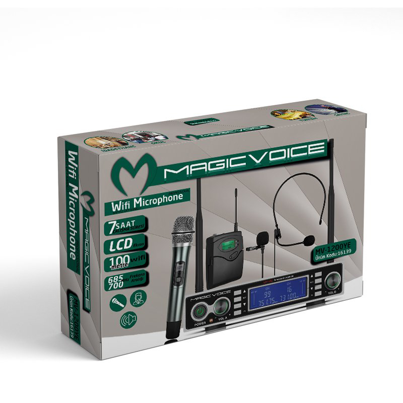 Magicvoice MV-1200YE Çift Tunerli Kablosuz 1 El-1 Yaka Telsiz UHF Mikrofon fiyatı