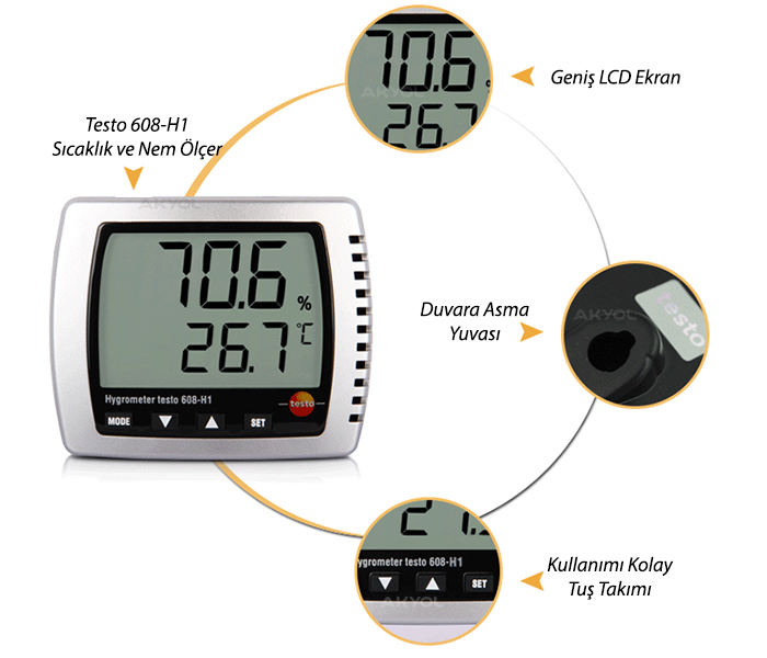Testo 608-H1 Sıcaklık ve Nem Ölçer