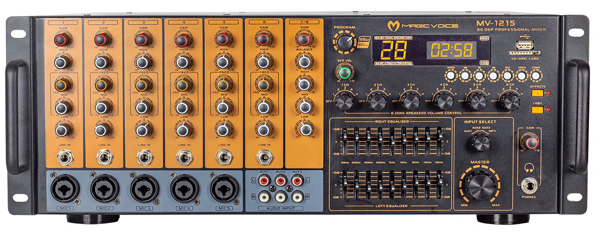 Magicvoice MV-1215 USB-BT-UK Rms 200W - Max.1600W 6 Zon Trafolu Küp Mixer Anfi fiyatı