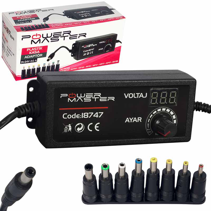 Powermaster 3V-24V 2000mA Çok Uçlu Kademeli Adaptör fiyatı