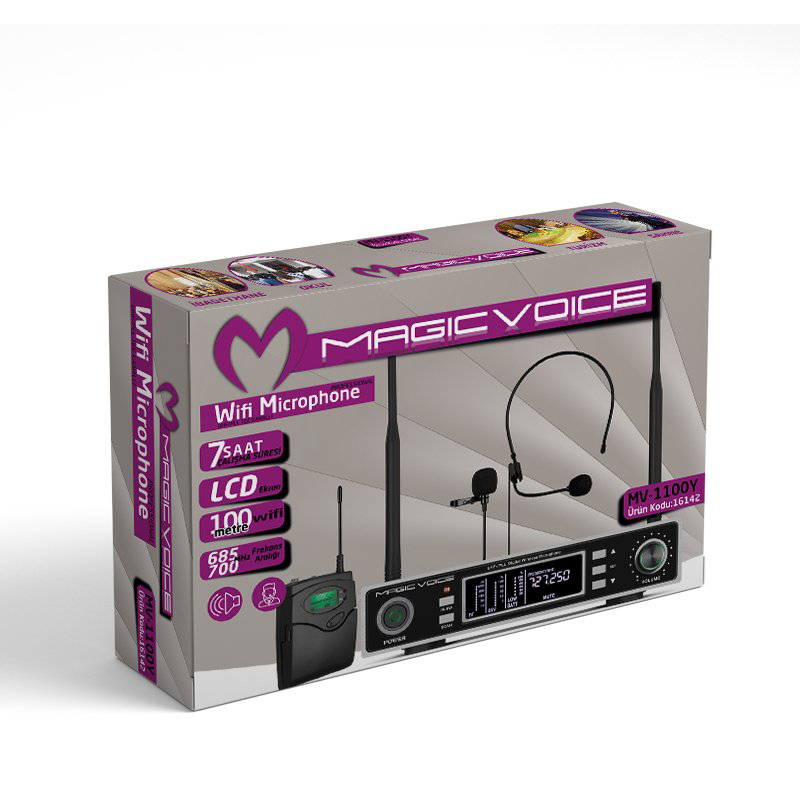 Magicvoice MV-1100Y Çift Tunerli Kablosuz 1 Yaka Telsiz UHF Mikrofon fiyatı