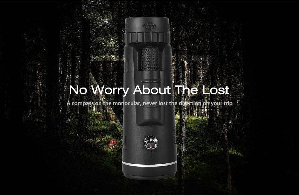 40X60 Monocular Telescope HD Prism Scope with Compass Phone Clip Tripod