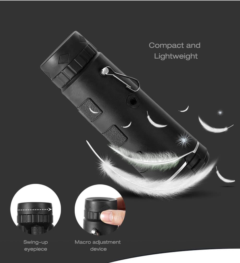 40X60 Monocular Telescope HD Prism Scope with Compass Phone Clip Tripod