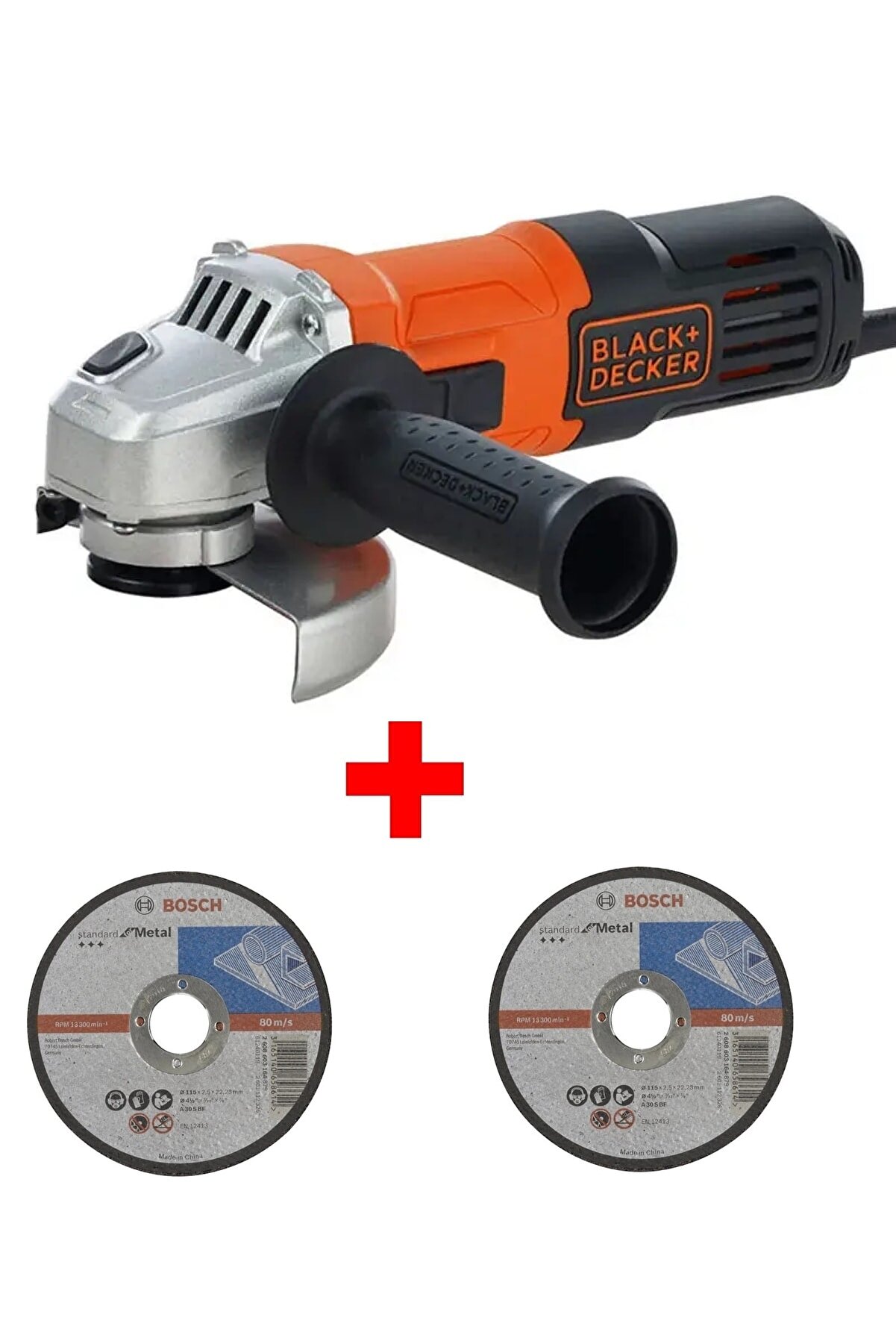 Black Decker Avuç Taşlama Makinası Spiral 115mm 650watt 2 Adet 115mm X 2.5mm Düz Metal Kesme Diski