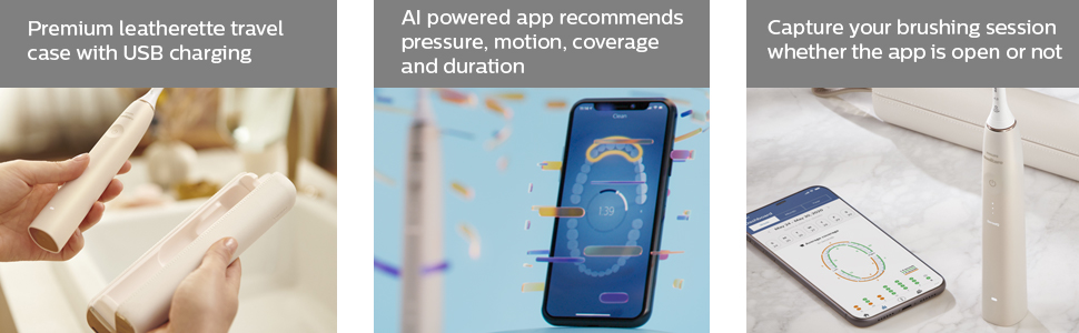 usb şarjlı deri seyahat çantası, AI destekli uygulama, prestij, sonicare