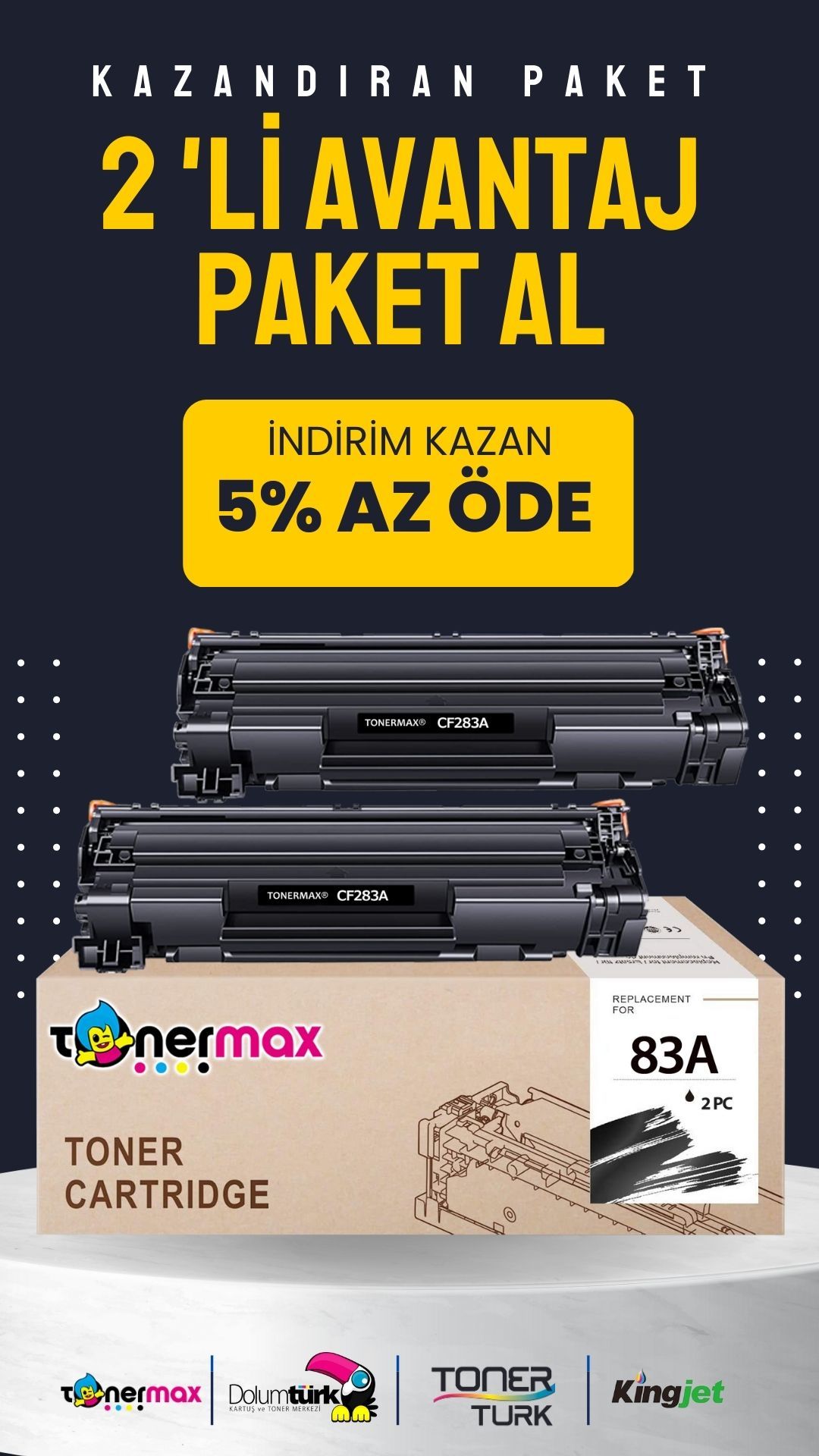 Hp 83A / CF283A Muadil Toner 2'li Paket / M201 / M125 / M225 / M127