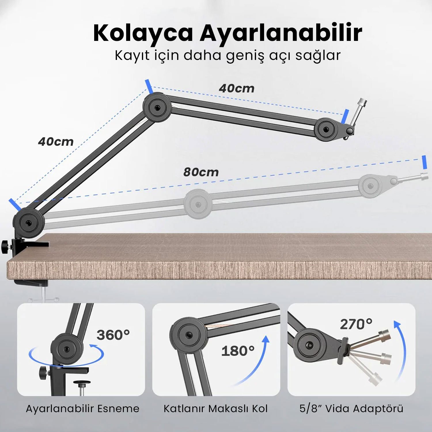 Fifine BM63 Masa Üstü Mikrofon Standı - Ayaklık - Sehpa 40x40cm