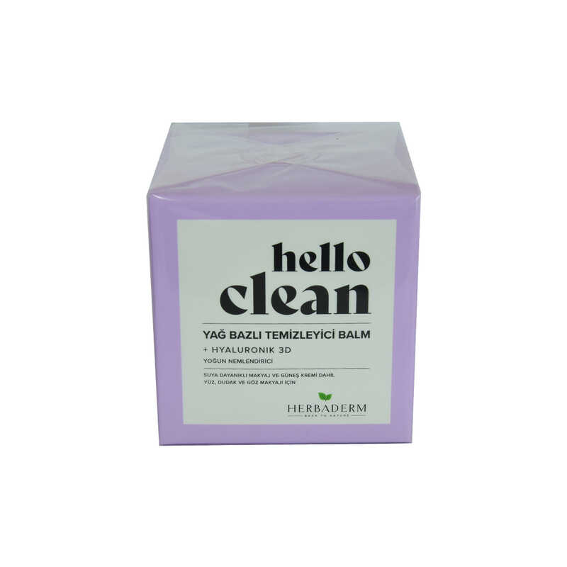 HERBADERM HELLO CLEAN YÜZ DUDAK VE GÖZ İÇİN YAĞ BAZLI TEMİZLEYİCİ BALM HYALURONİK 3D 100 ML