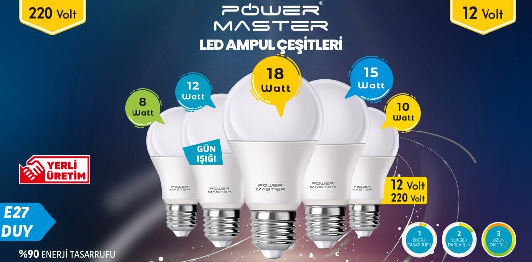 Powermaster PMLED-12 10 Watt 12 Volt 6500K Led Ampul