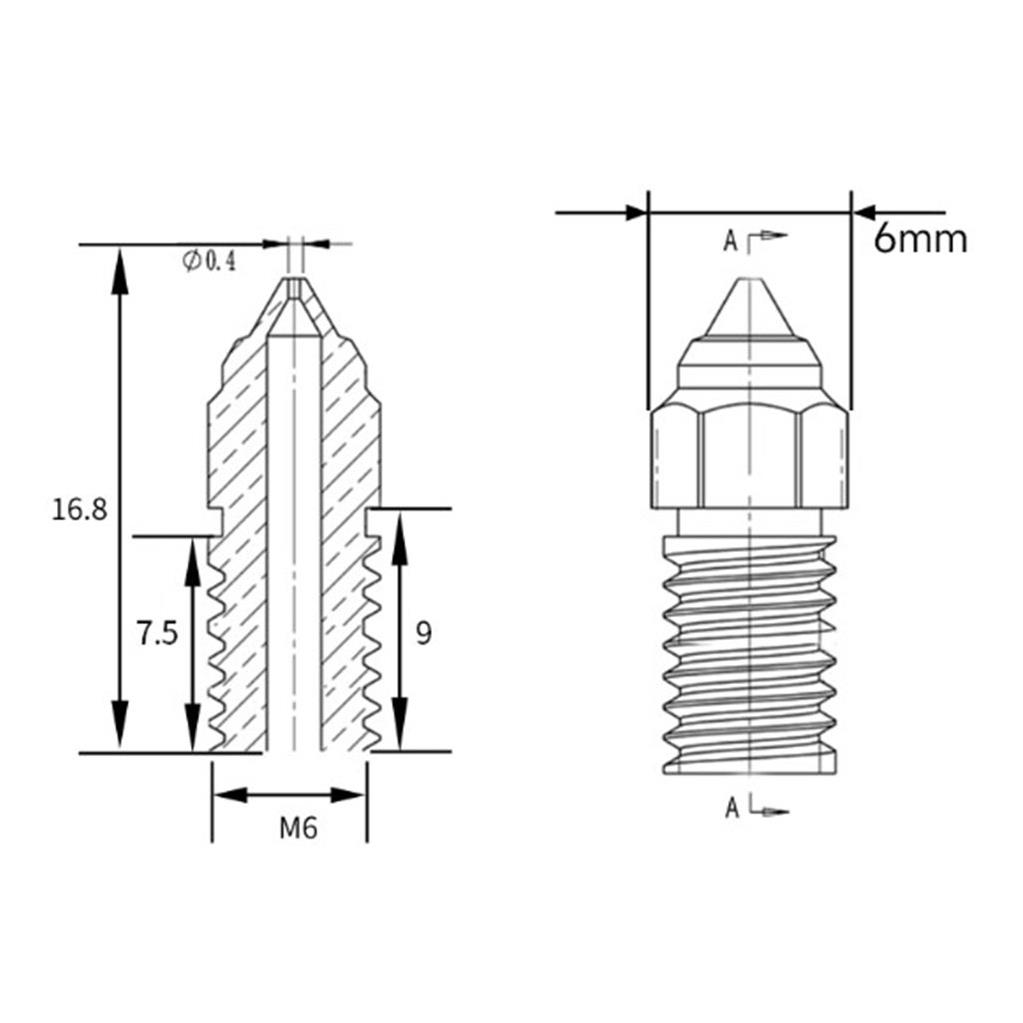 Ender 5 S1 -Ender 7 Pirinç Nozzle(0.4mm)-1